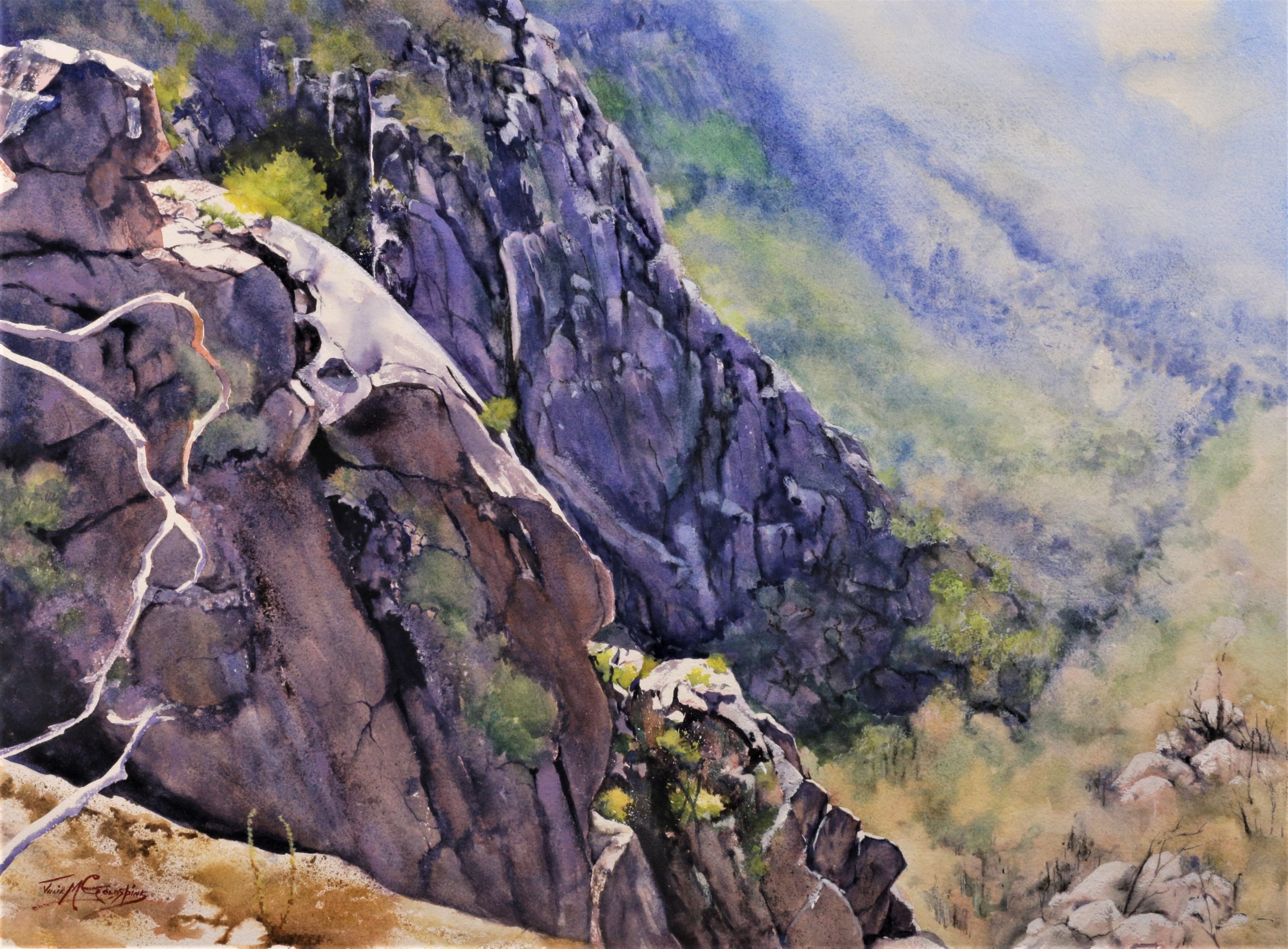 View From Mt Buffalo on Arches 356gsm Rough. 56 cm x 76 cm. AWI